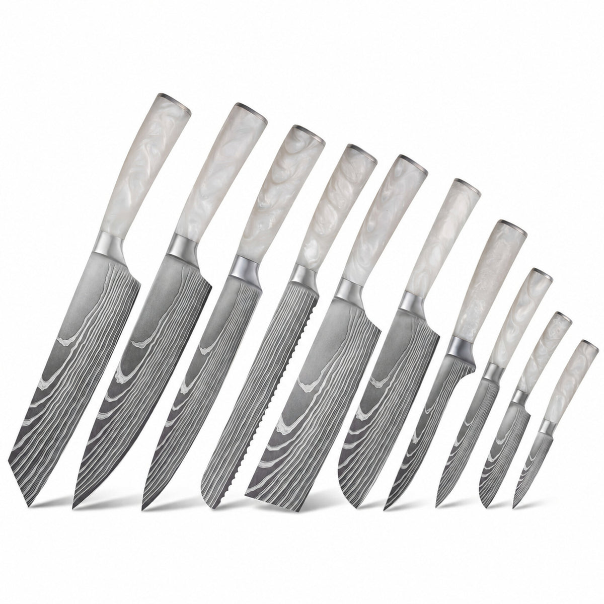 Set complet de 10 couteaux japonais coloris Ivoire