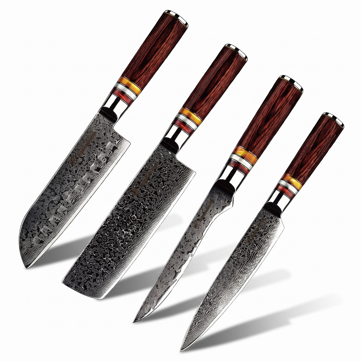 Coffret Akane · 4 couteaux (Utilitaire, Santoku, Nakiri, Désosser)