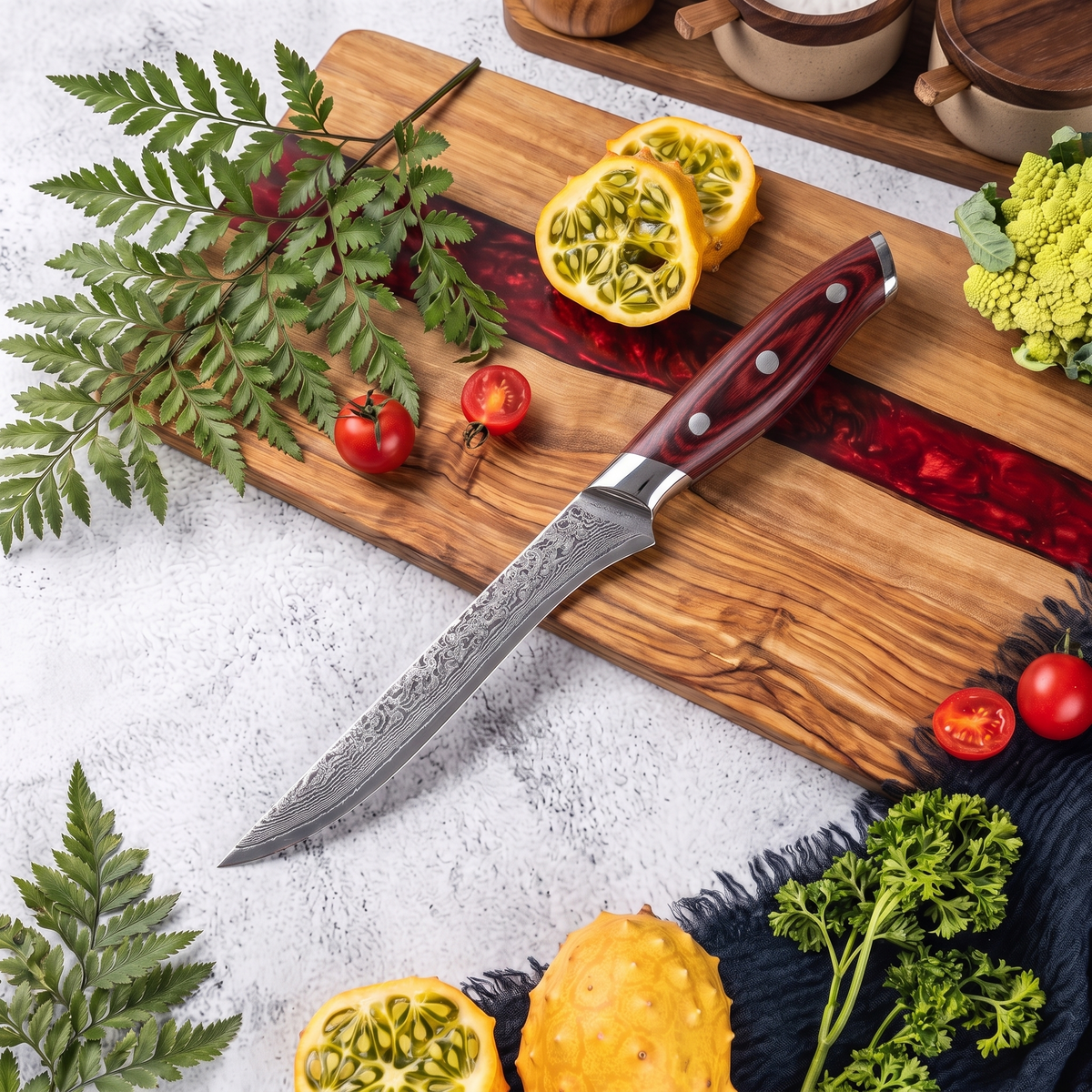 Coffret Beni · 4 couteaux (Gyuto, Utilitaire, Santoku, Désosser)