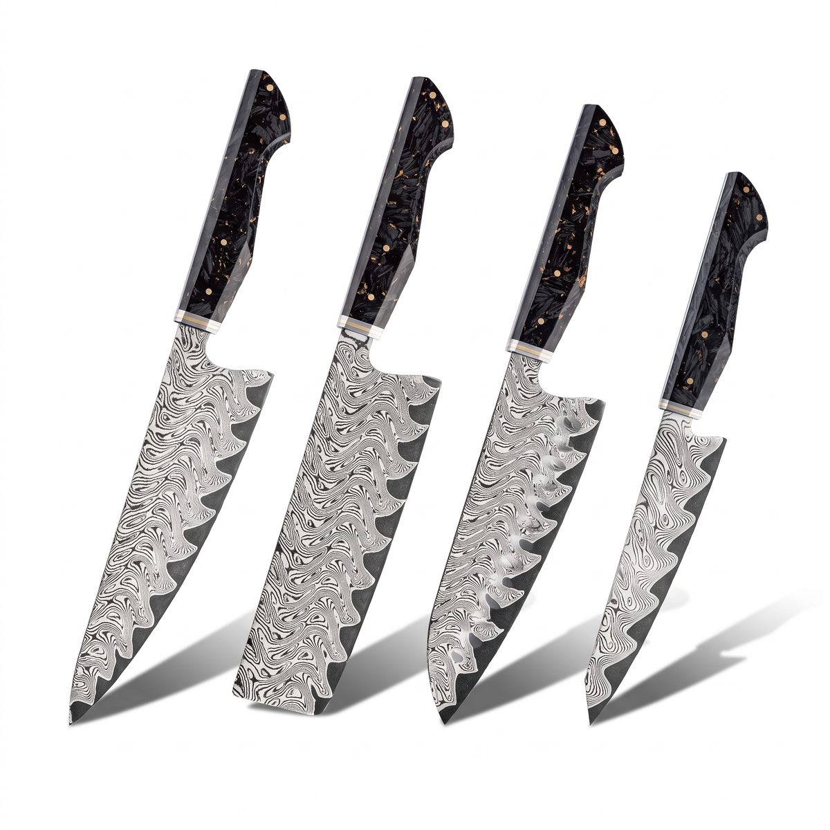 Coffret Kaze · 4 couteaux (Gyuto, Nakiri, Utilitaire, Santoku)