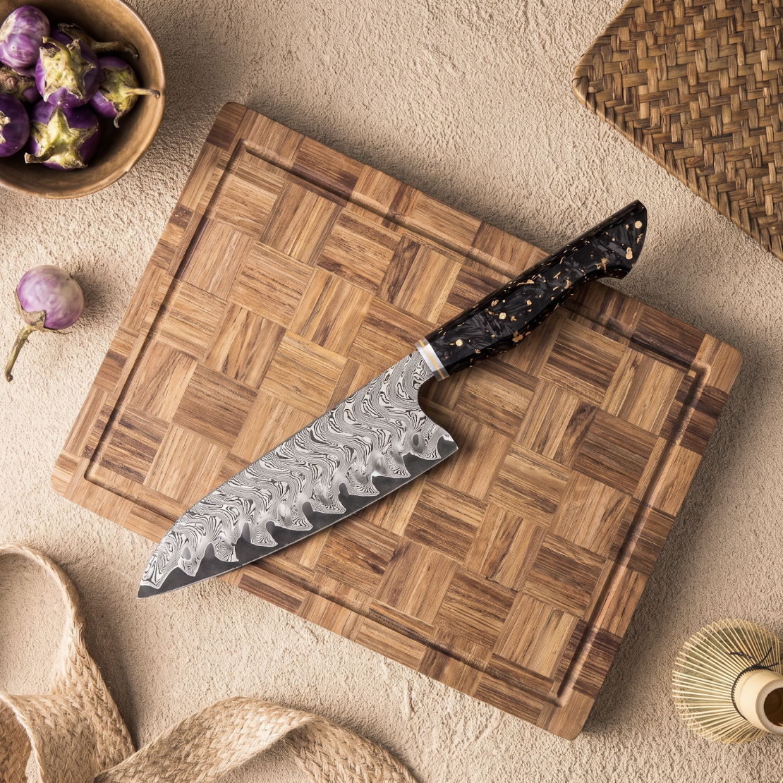 Coffret Kaze · 4 couteaux (Gyuto, Nakiri, Utilitaire, Santoku)