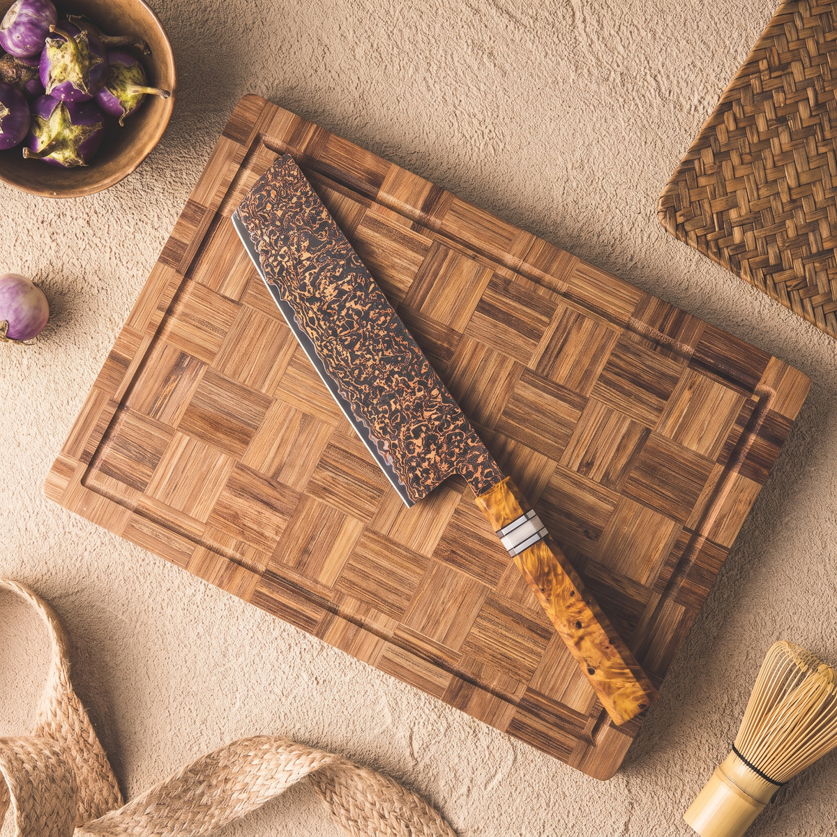 Coffret Kohaku · 3 couteaux (Santoku, Nakiri, Bunka)