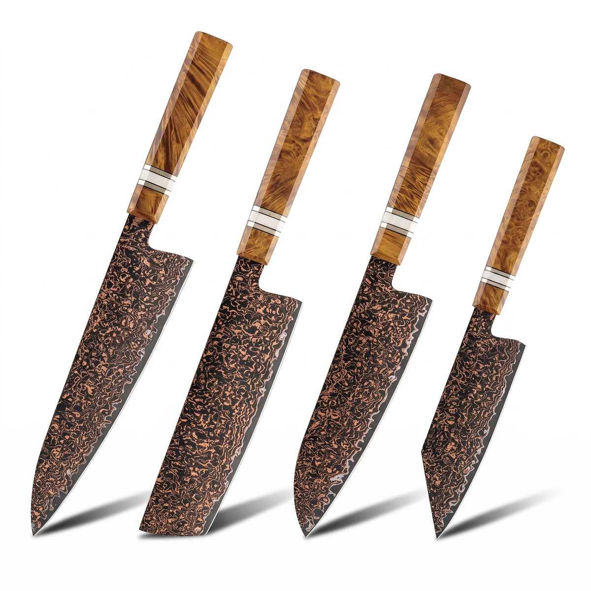 Coffret Kohaku · 4 couteaux (Gyuto, Santoku, Nakiri, Bunka)