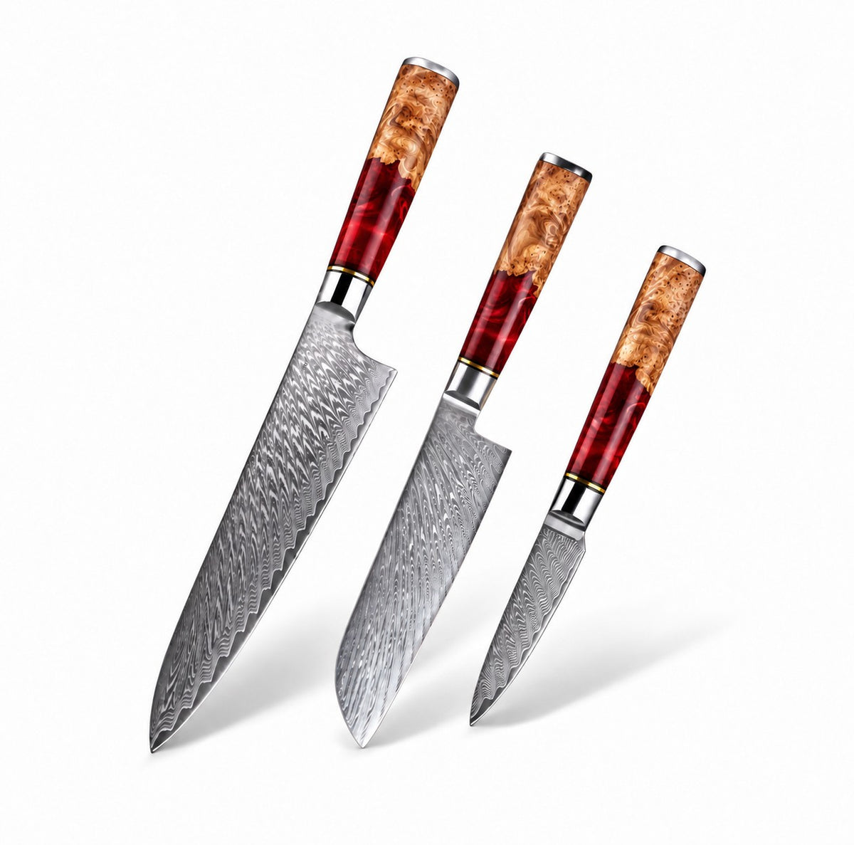 Coffret Kurenai · 3 couteaux (Gyuto, Santoku, Utilitaire)