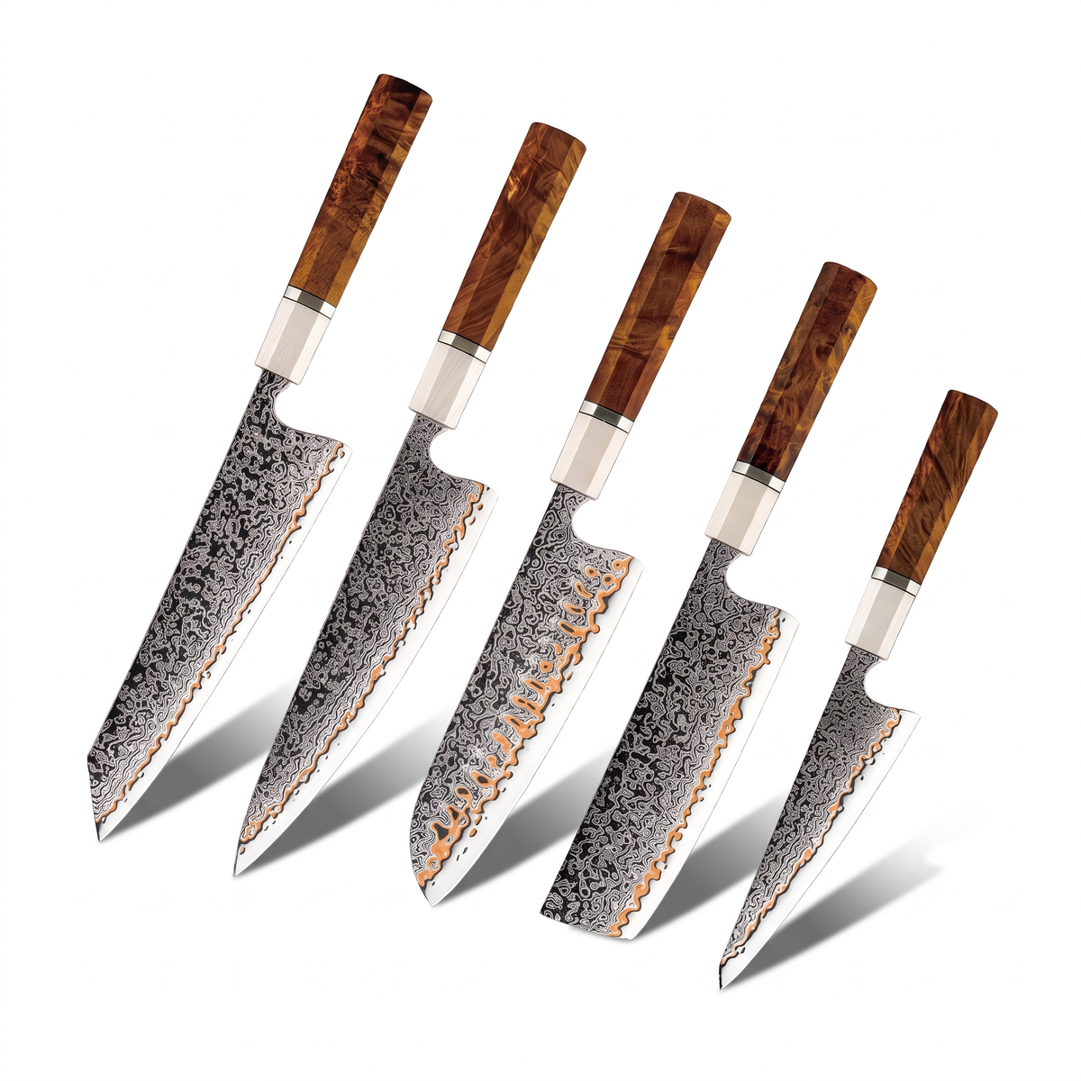 Coffret Kuri · 5 couteaux (Santoku, Kiritsuke, Utilitaire, Nakiri, Gyuto)