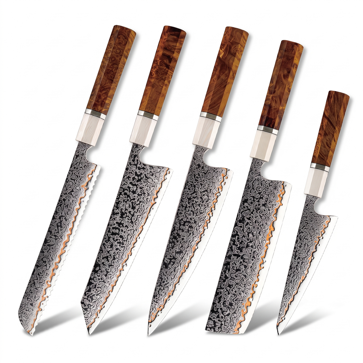 Coffret Kuri · 5 couteaux (Santoku, Pain, Utilitaire, Nakiri, Gyuto)