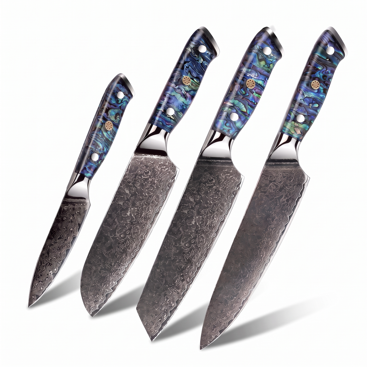 Coffret Shinju · 4 couteaux (Gyuto, Kiritsuke, Santoku, Office)