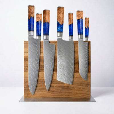 Bloc à couteaux double face en bois