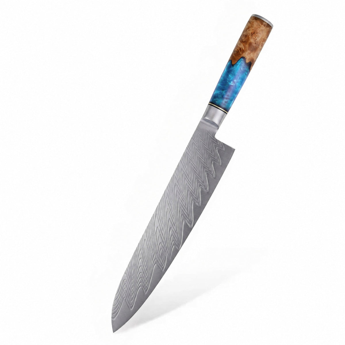 Grand Couteau de chef Mer Jaune acier damas
