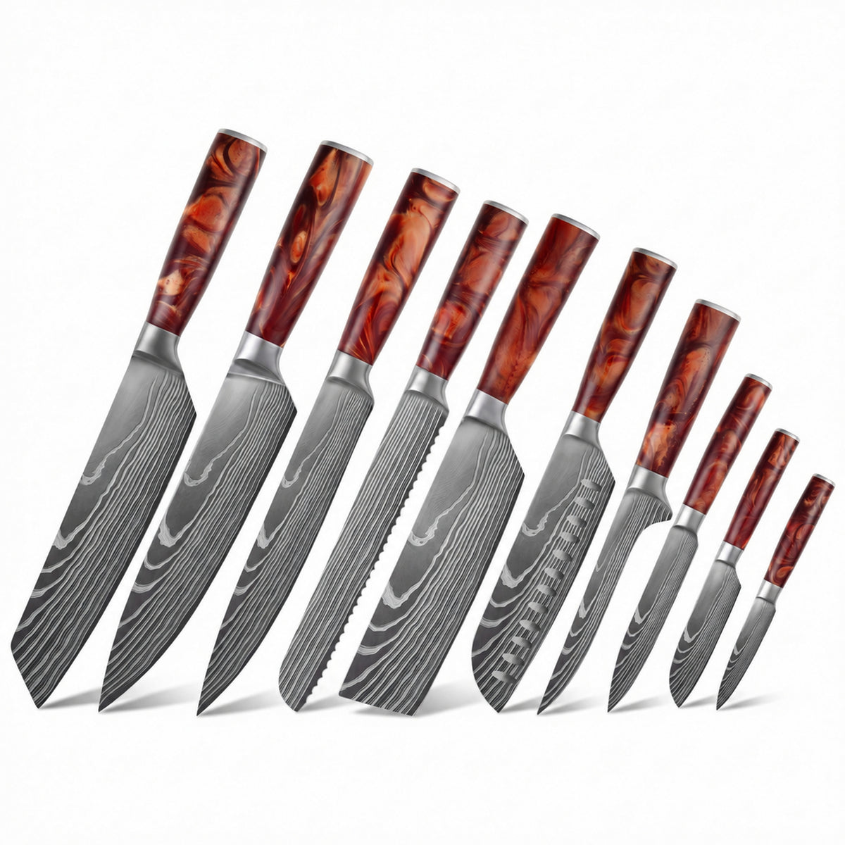 Set complet de 10 couteaux japonais Haganori Terre de Feu