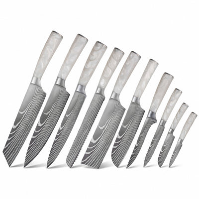 Set complet de 10 couteaux japonais coloris Ivoire