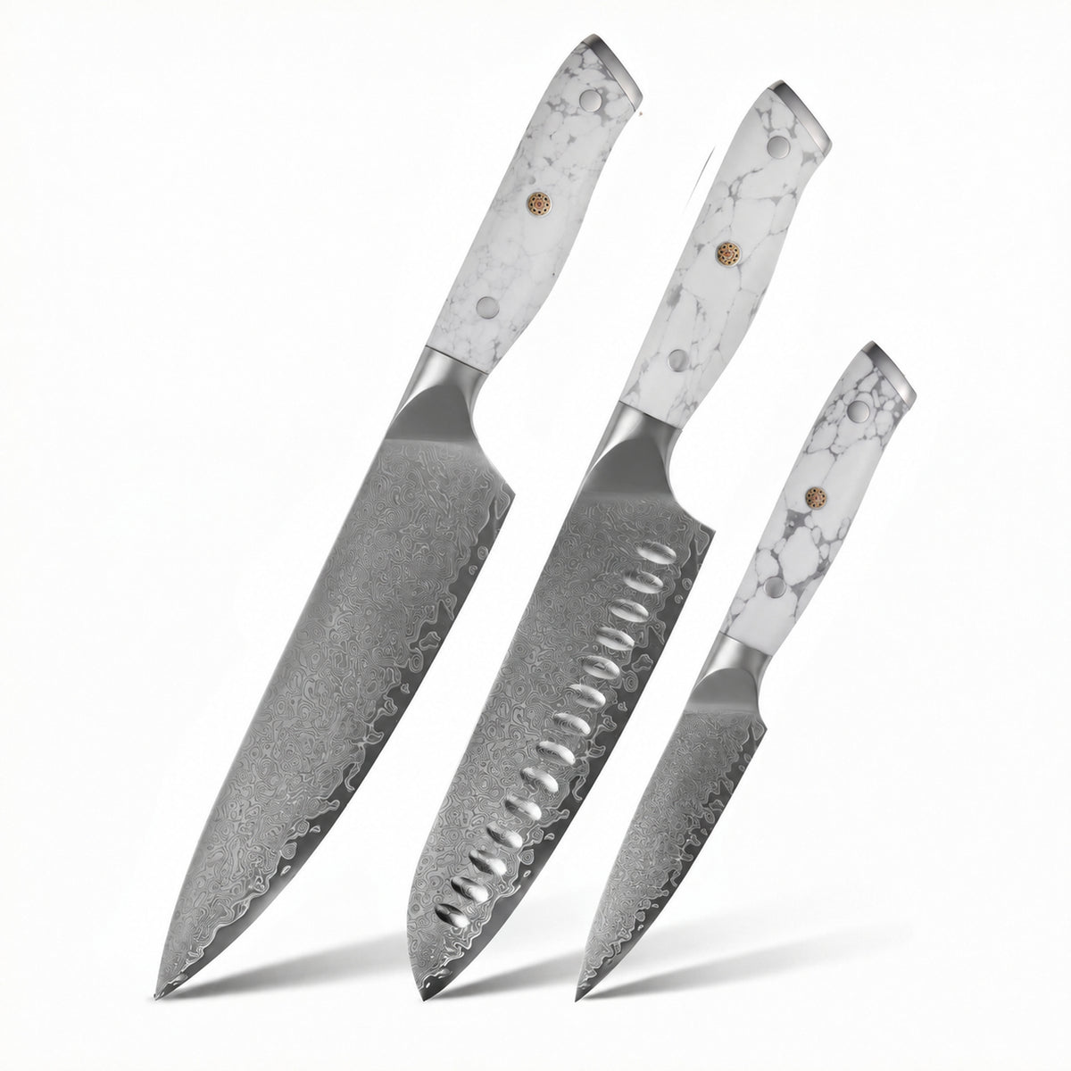 3 couteaux japonais Haganori Yakumoto Pierre blanche