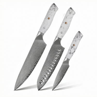 3 couteaux japonais Haganori Yakumoto Pierre blanche