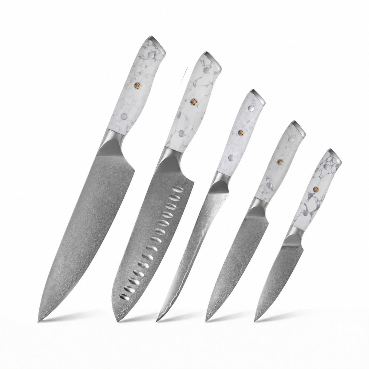 Set de 5 couteaux japonais Yakumoto manche blanc