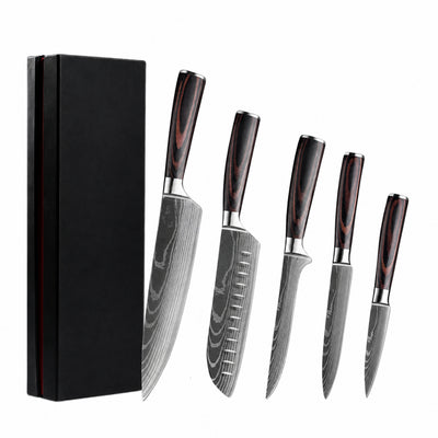Set de 5 couteaux de cuisine pour usage quotidien Chef Tanaka Forest Wood Haganori