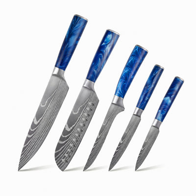Set de 5 couteaux japonais Chef Tanaka manche bleu océan 