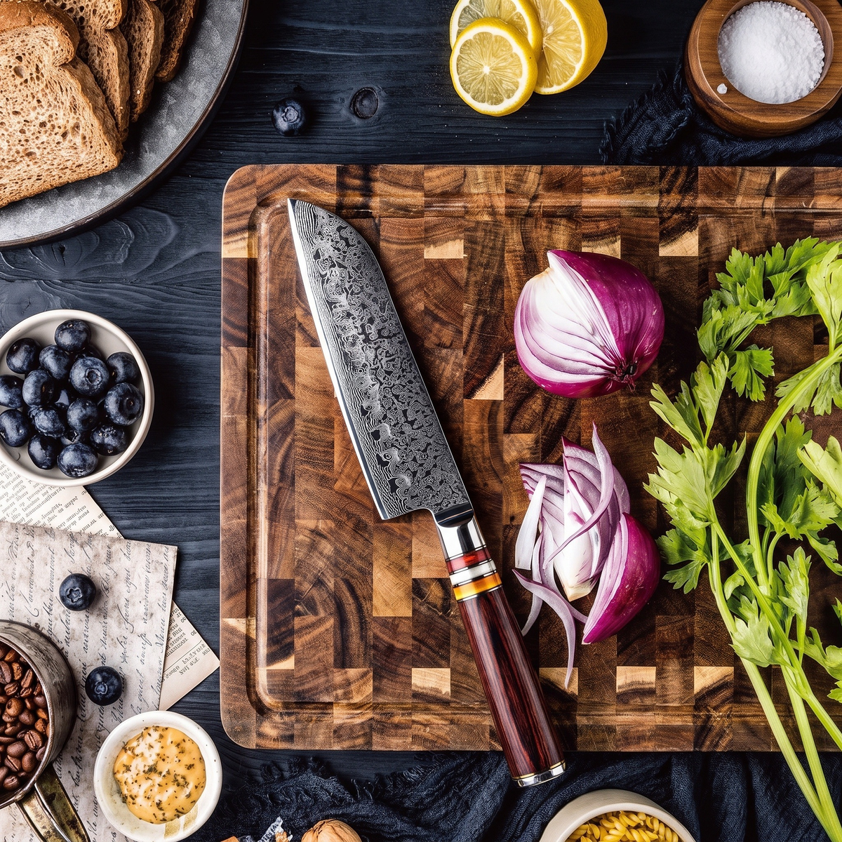 Coffret Akane · 4 couteaux (Utilitaire, Santoku, Nakiri, Désosser)