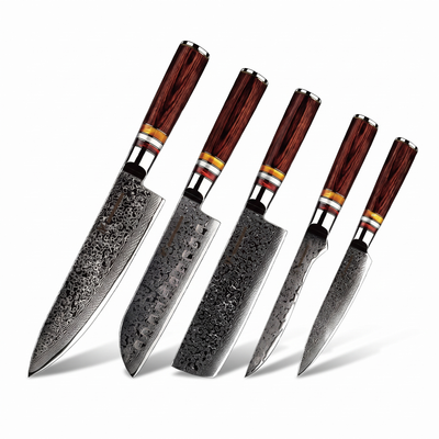 Coffret Akane · 5 couteaux (Utilitaire, Santoku, Nakiri, Désosser, Gyuto)