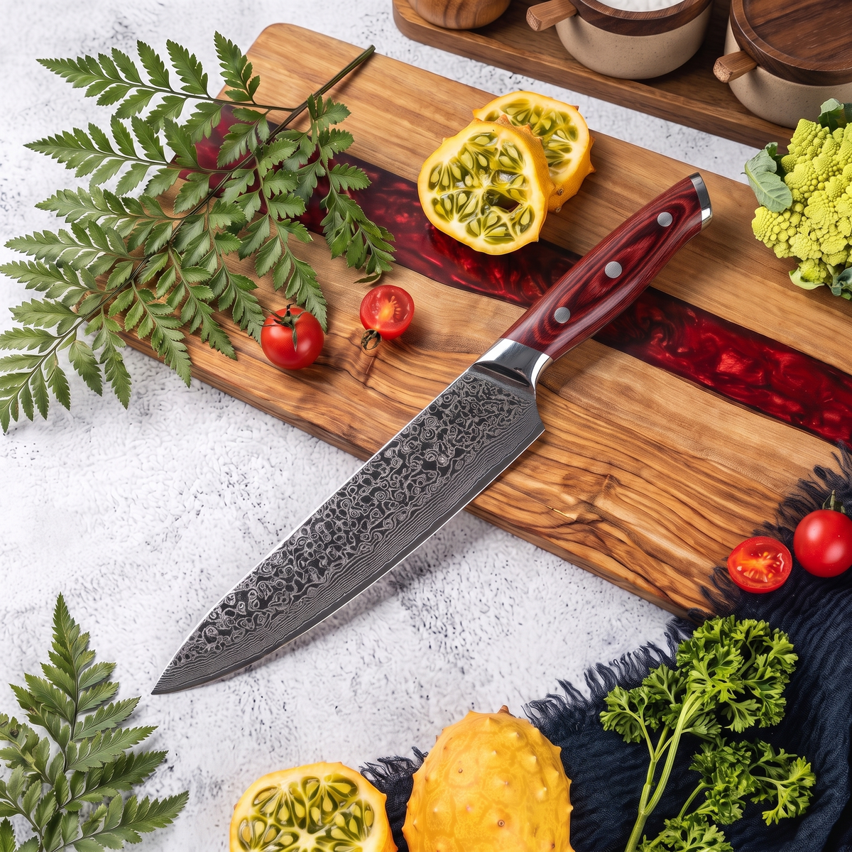 Coffret Beni · 4 couteaux (Gyuto, Utilitaire, Santoku, Désosser)