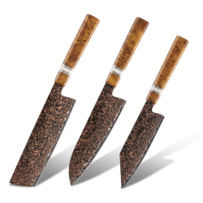 Coffret Kohaku · 3 couteaux (Santoku, Nakiri, Bunka)