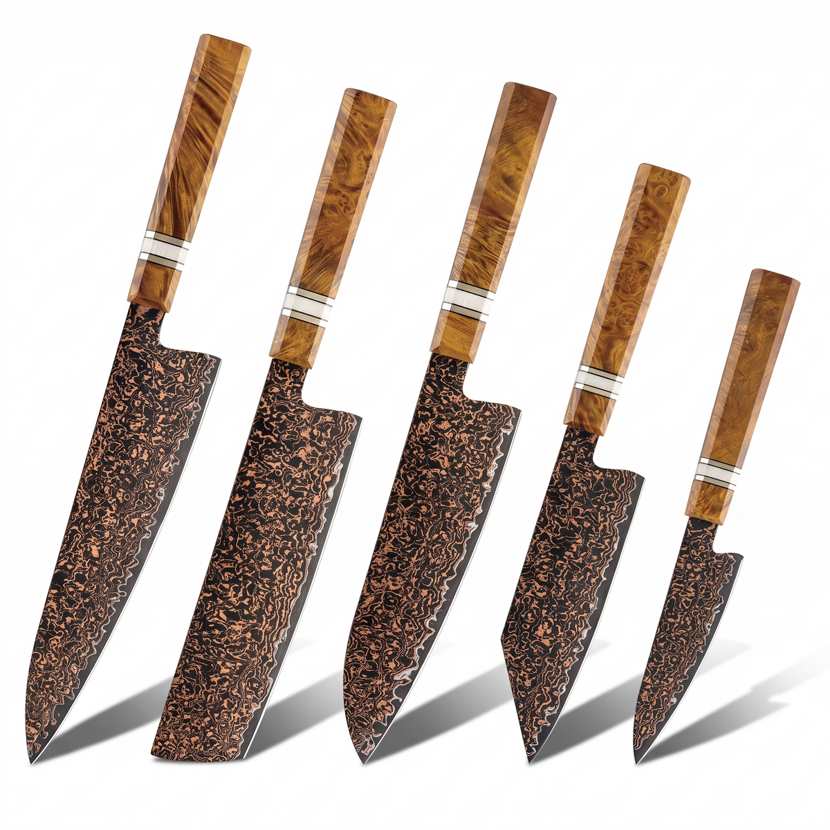 Coffret Kohaku · 5 couteaux (Gyuto, Santoku, Nakiri, Bunka, Office)