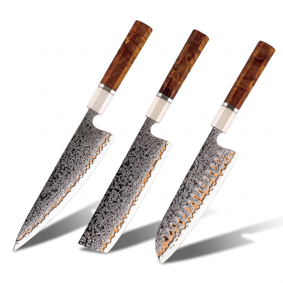 Coffret Kuri · 3 couteaux (Gyuto, Santoku, Nakiri)