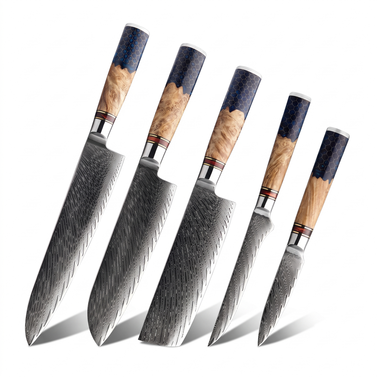 Coffret Mizu · 5 couteaux (Nakiri, Gyuto, Santoku, Office, Désosser)