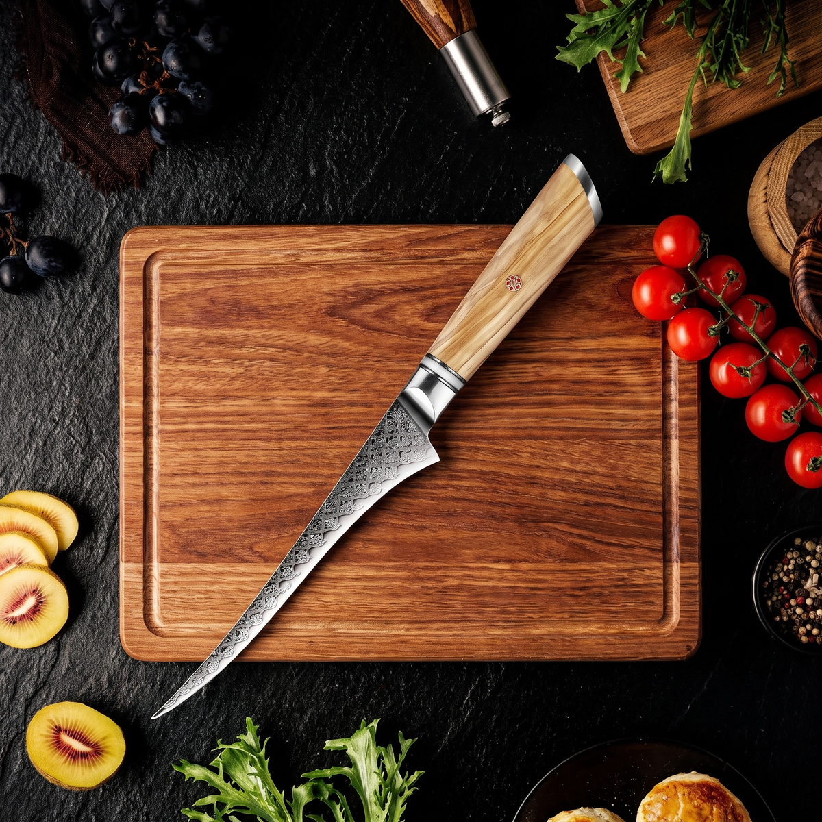 Coffret Take · 5 couteaux (Gyuto, Santoku, Office, Désosser, Pain)