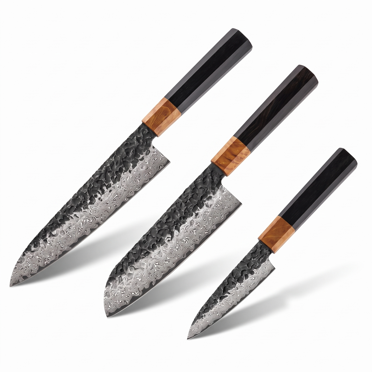 Coffret Tsuchi · 3 couteaux (Gyuto, Santoku, Office)