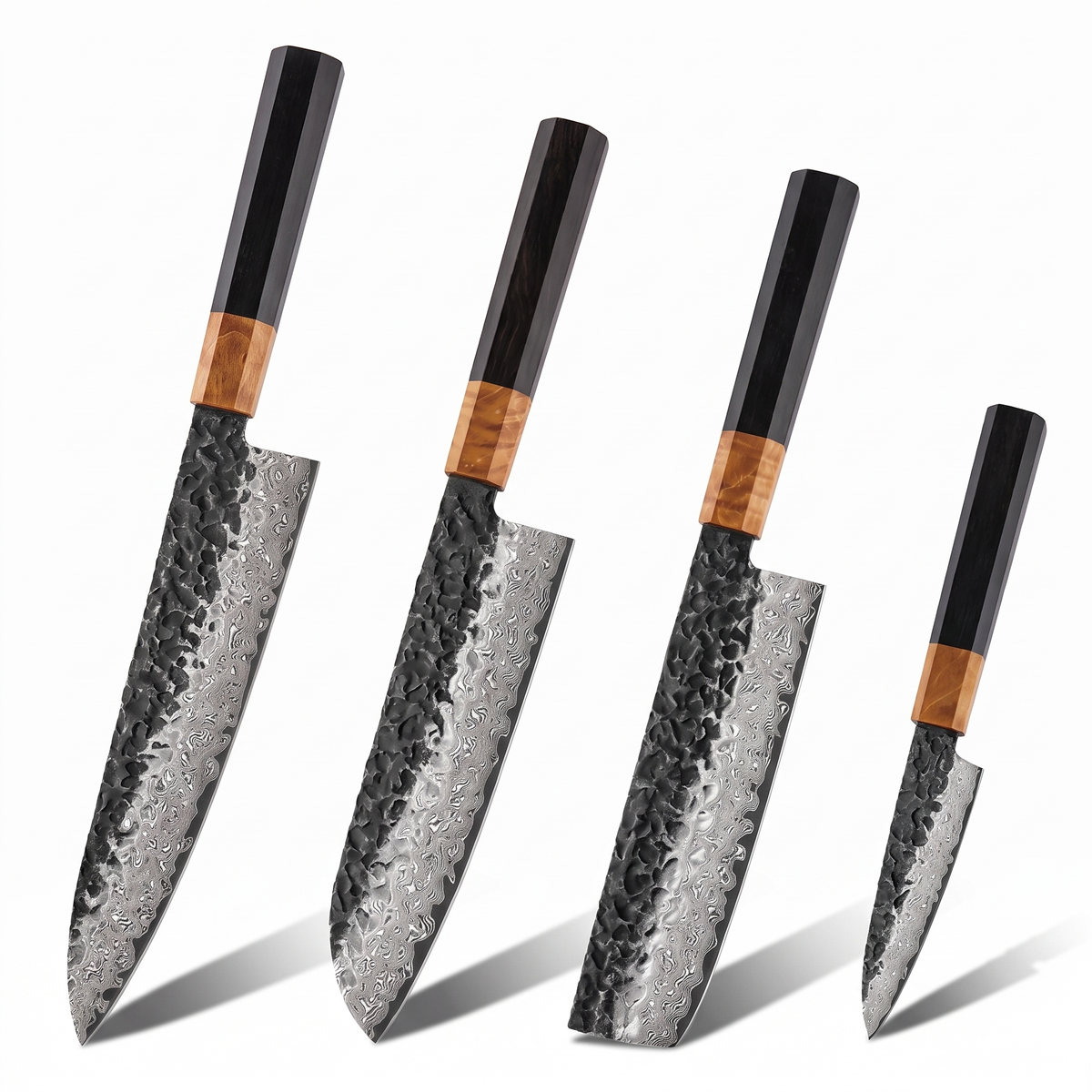 Coffret Tsuchi · 4 couteaux (Gyuto, Nakiri, Santoku, Office)