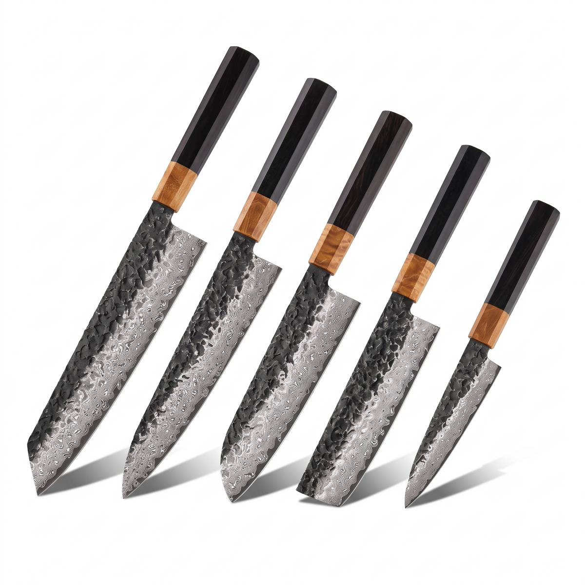 Coffret Tsuchi · 5 couteaux (Kiritsuke, Gyuto, Santoku, Nakiri, Utilitaire)