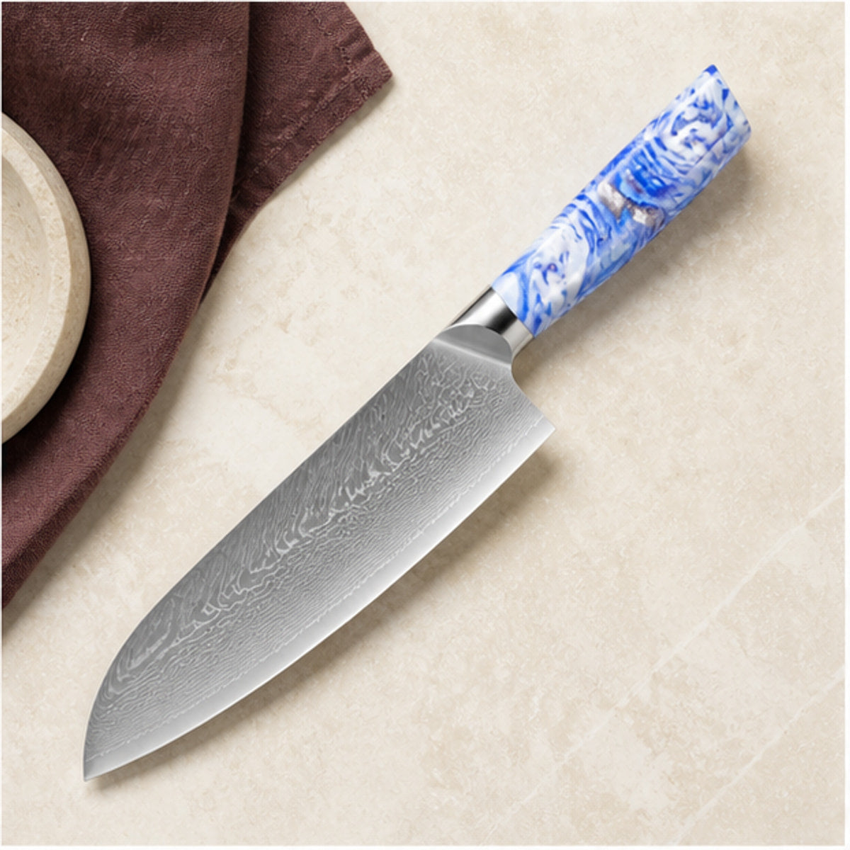 Couteau Santoku VG10 18 cm — Azur