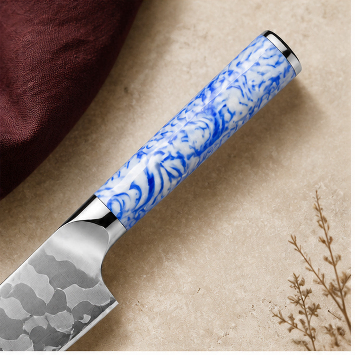 Couteau Santoku 18 cm — Porcelaine Bleue