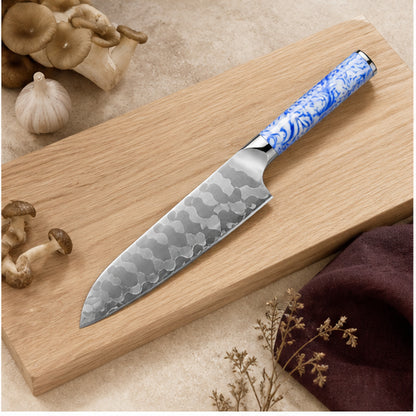 Couteau Santoku 18 cm — Porcelaine Bleue