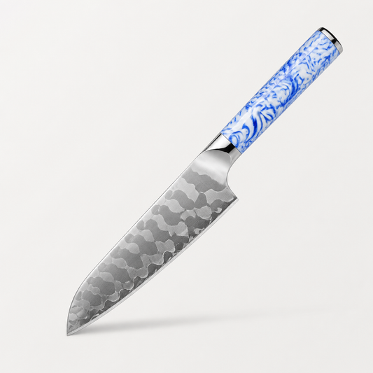 Santoku Haganori Porcelaine Bleue, lame de 18 cm