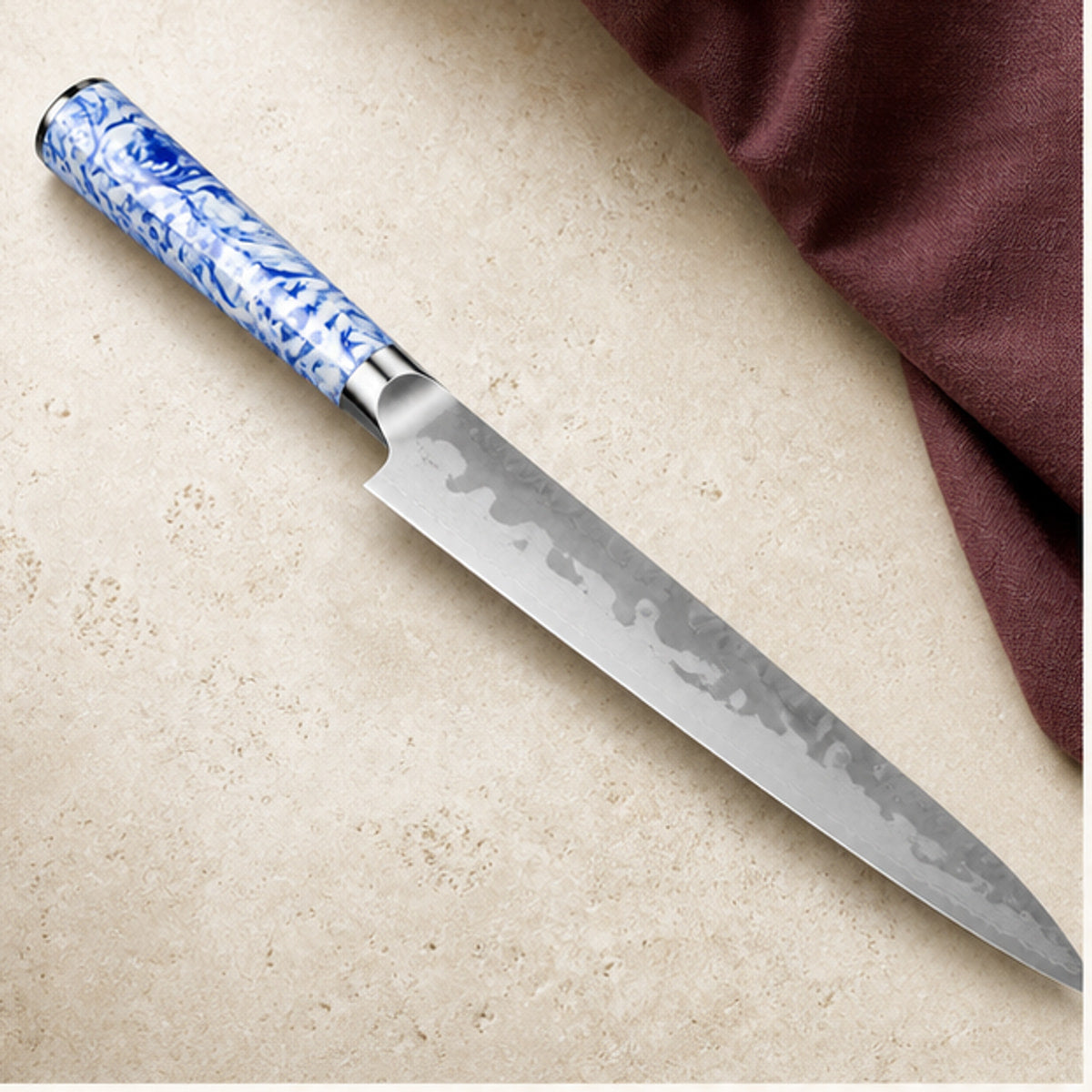 Couteau Sujihiki 20 cm — Porcelaine Bleue