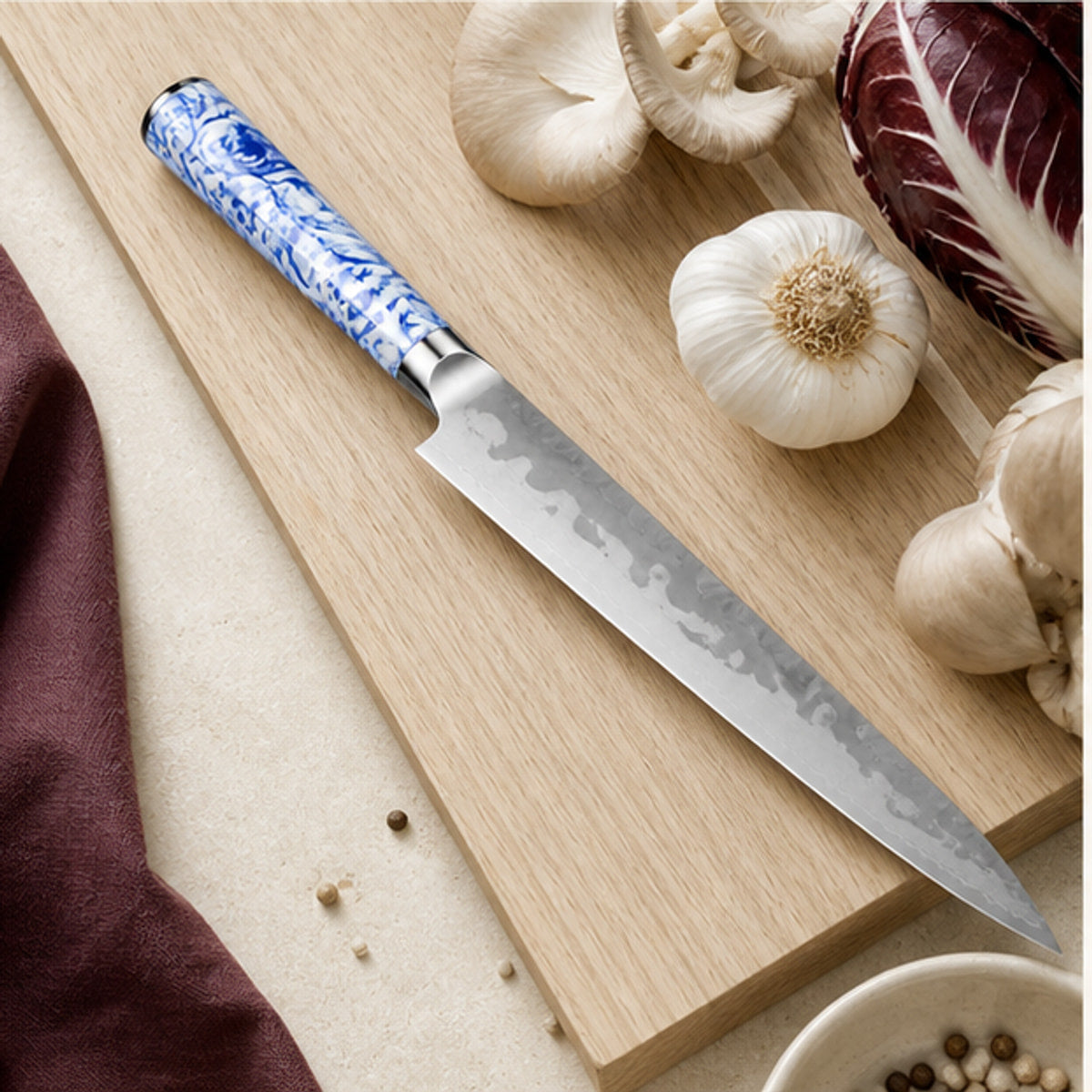 Couteau Sujihiki 20 cm — Porcelaine Bleue