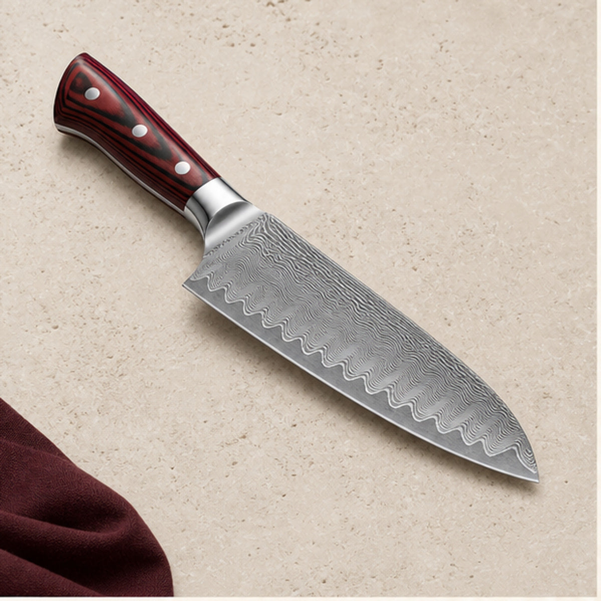Couteau Santoku 18 cm — Grenat