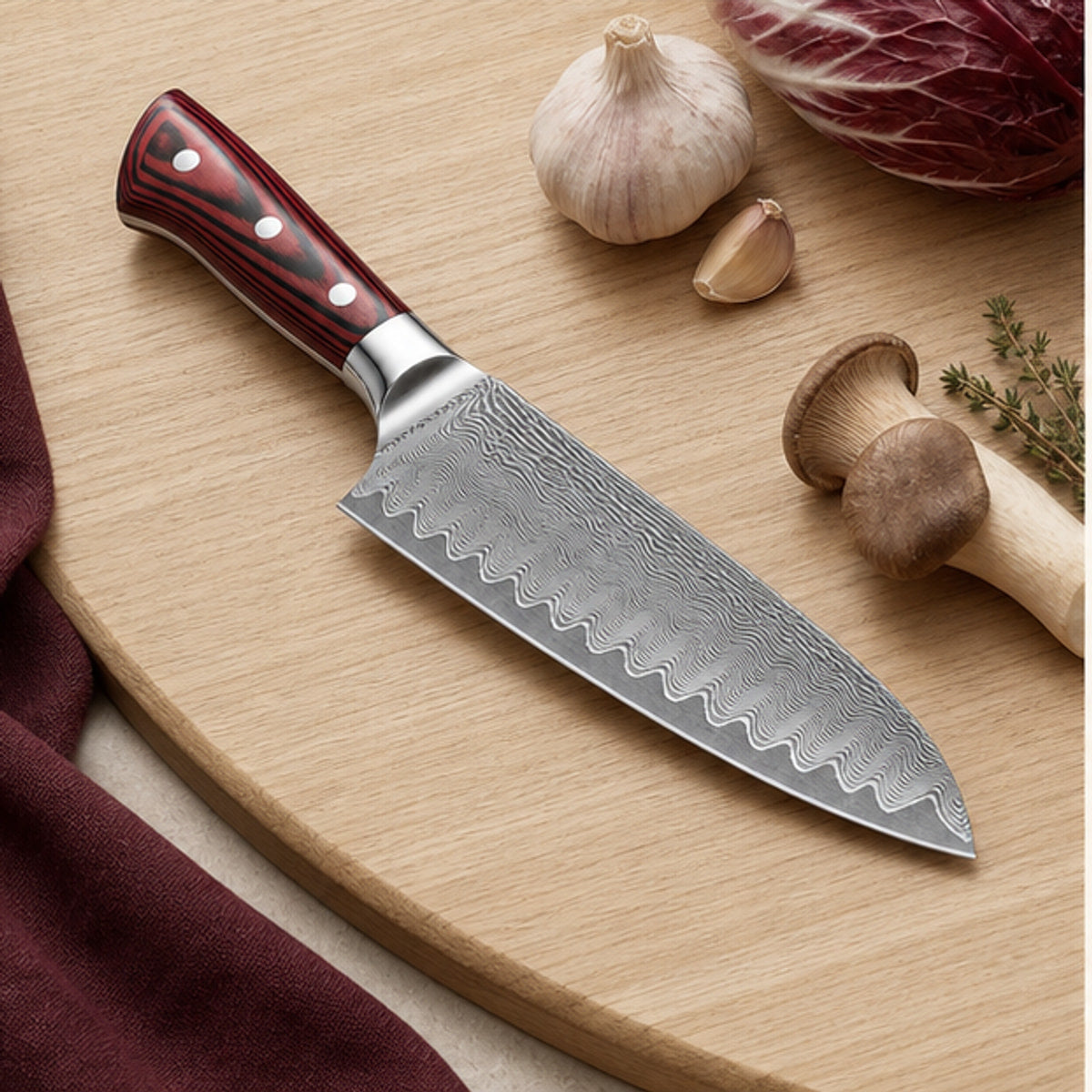 Couteau Santoku 18 cm — Grenat