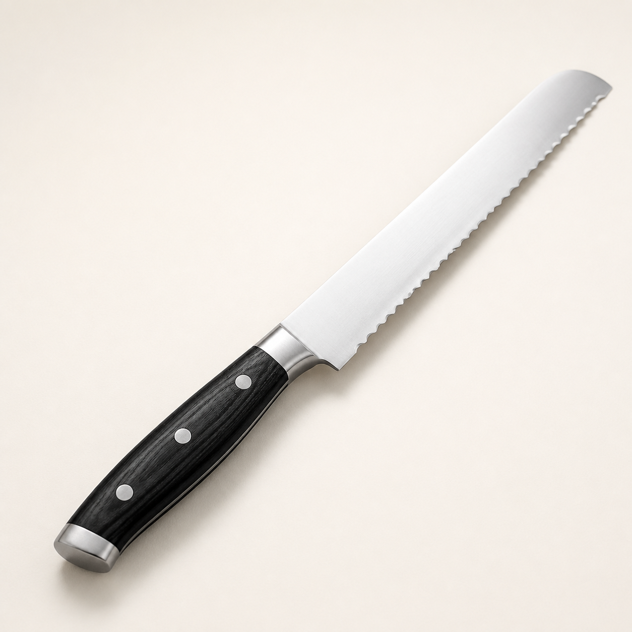Couteau à pain Haganori Ébène Noir, lame de 20 cm