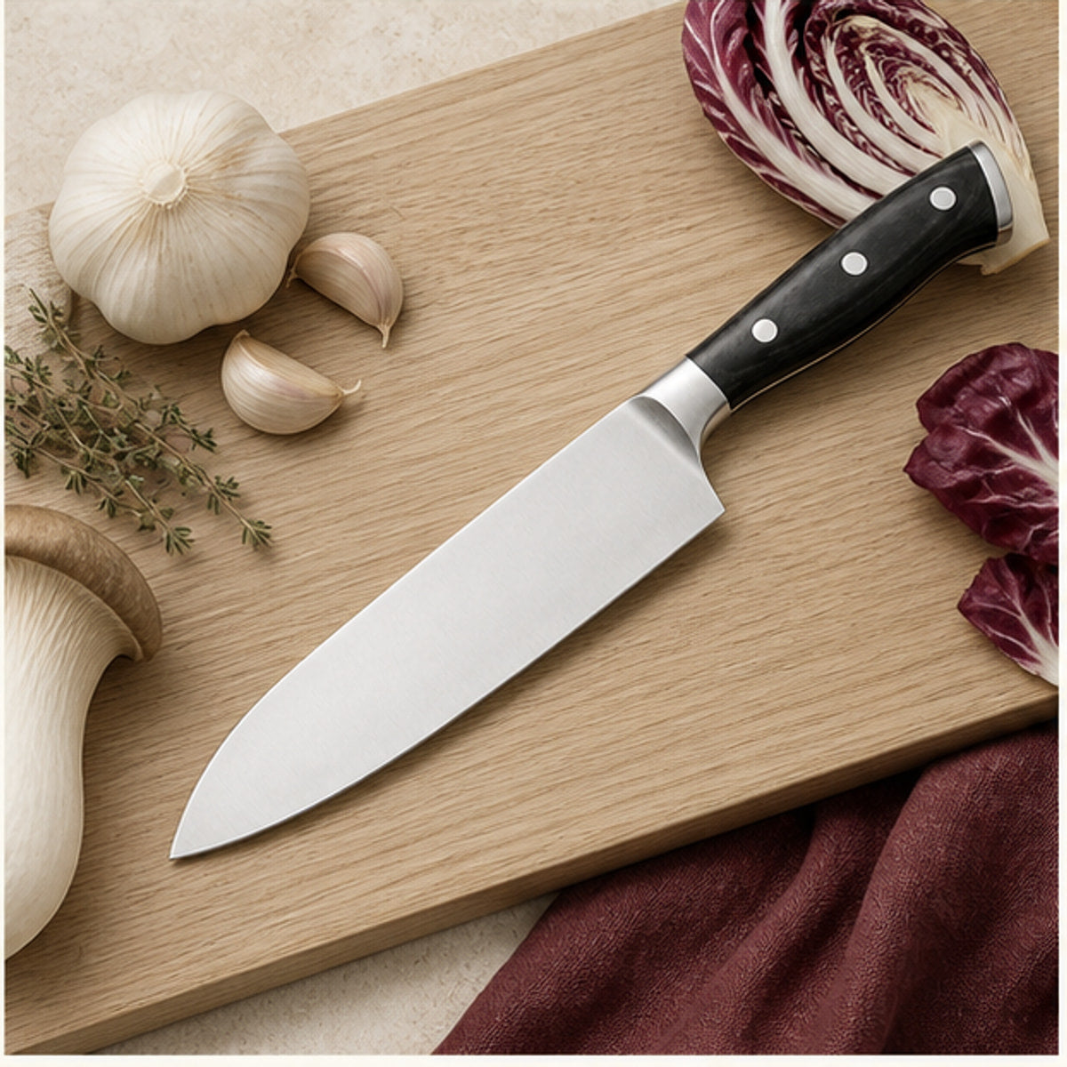 Couteau Santoku 18 cm — Ébène Noir